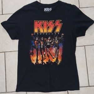 KISS Womens Size M Black Graphic Print Novelty Crewneck  T-Shirt